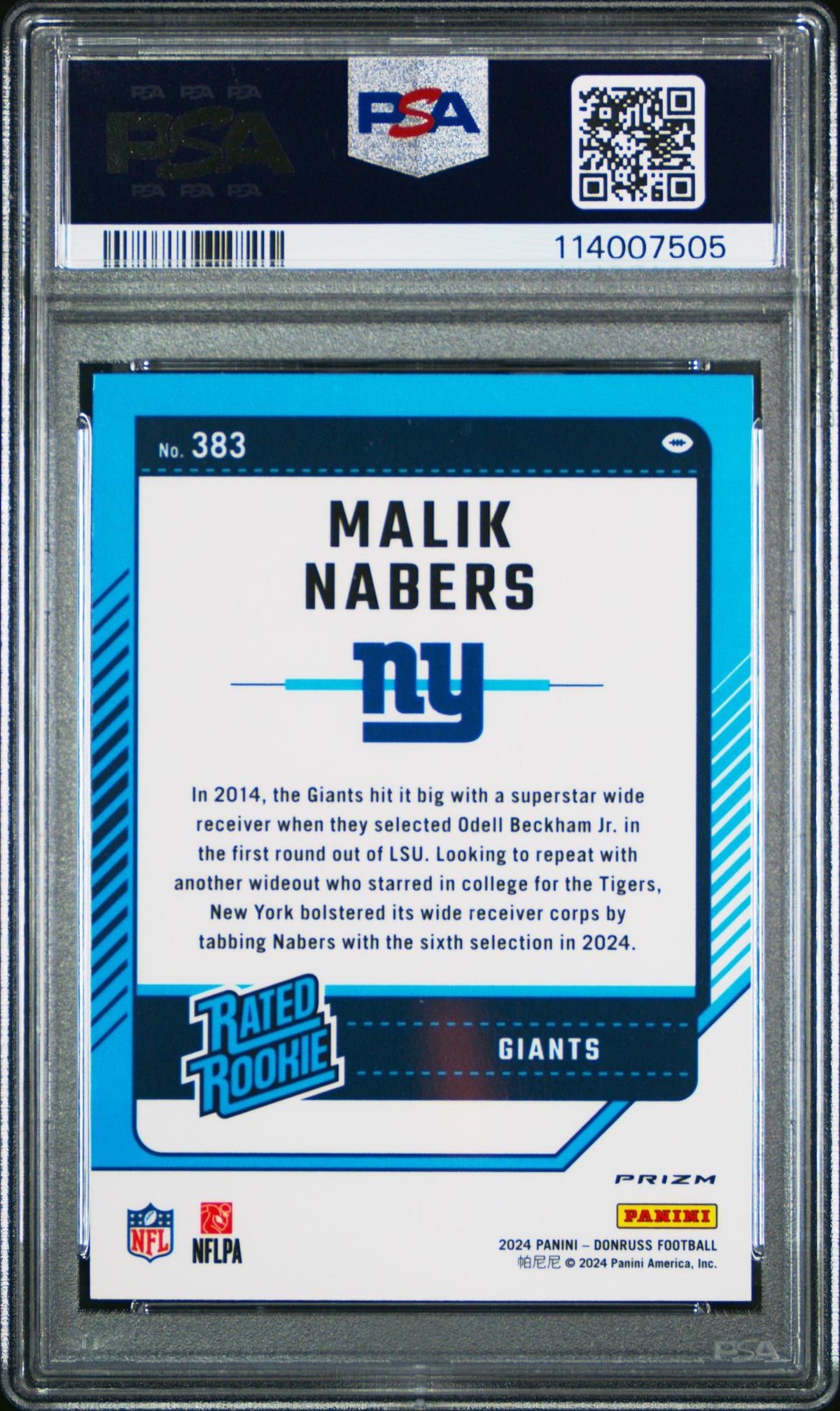 2024 Donruss Optic Preview Red Wave Malik Nabers #383 PSA 10