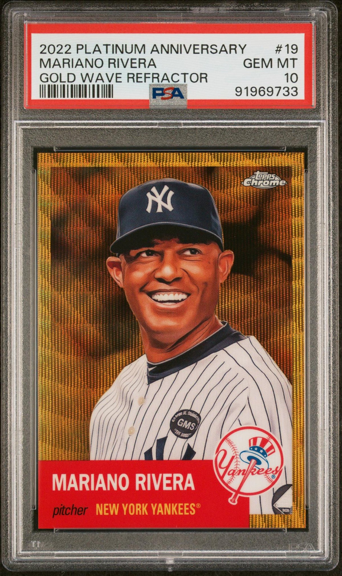 2022 Topps Chrome Platinum Anniversary Gold Wave Refractor Mariano Rivera #19 /50 PSA 10