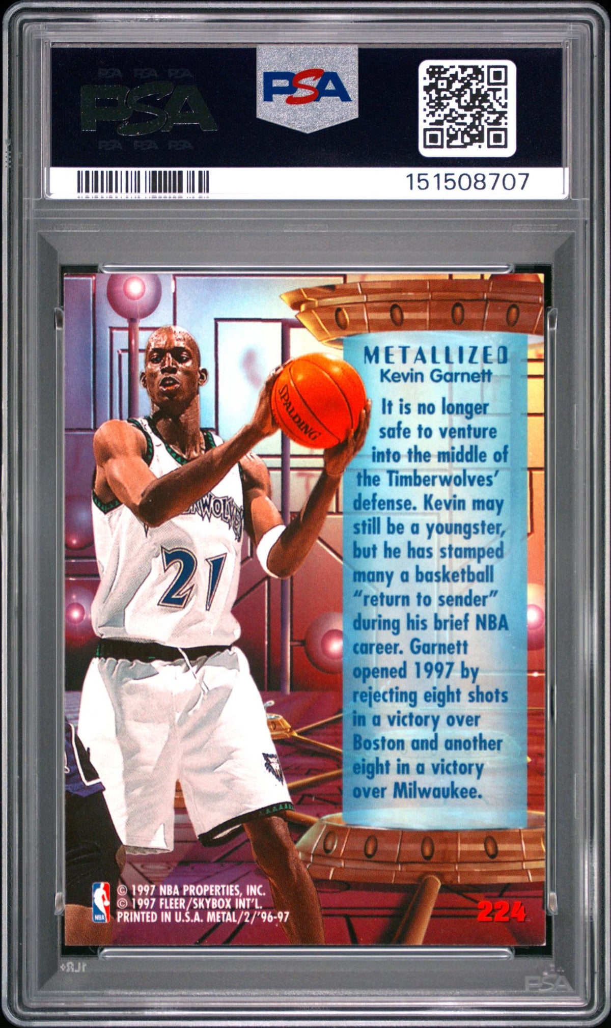 1996 Metal Kevin Garnett #224 PSA 7
