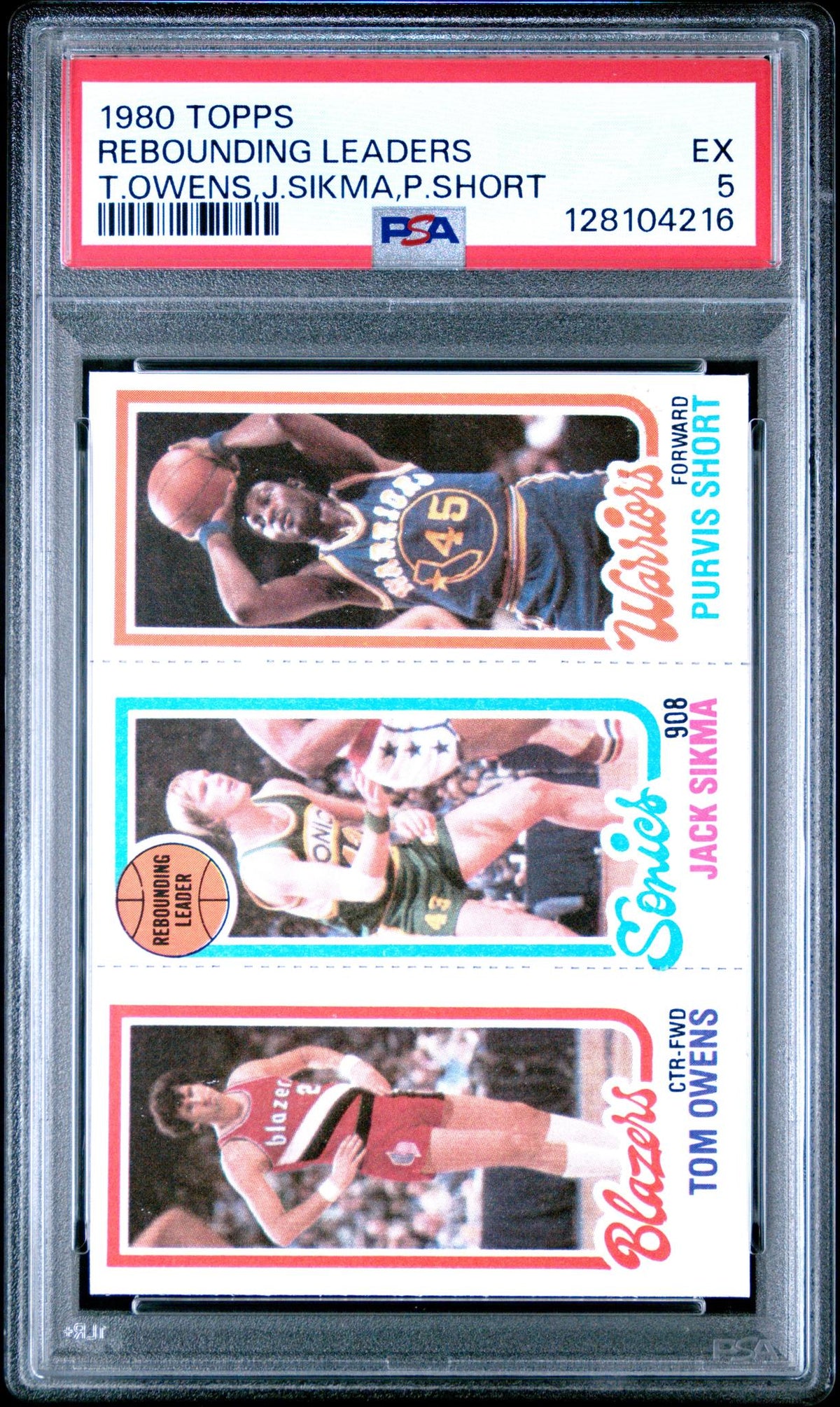 1980 Topps Rebounding Leaders Jack Sikma/Purvis Short/Tom Owens #72 PSA 5