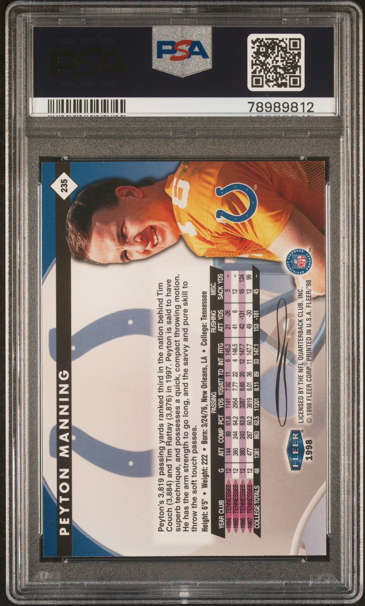 1998 Fleer Tradition Peyton Manning #235 PSA 6