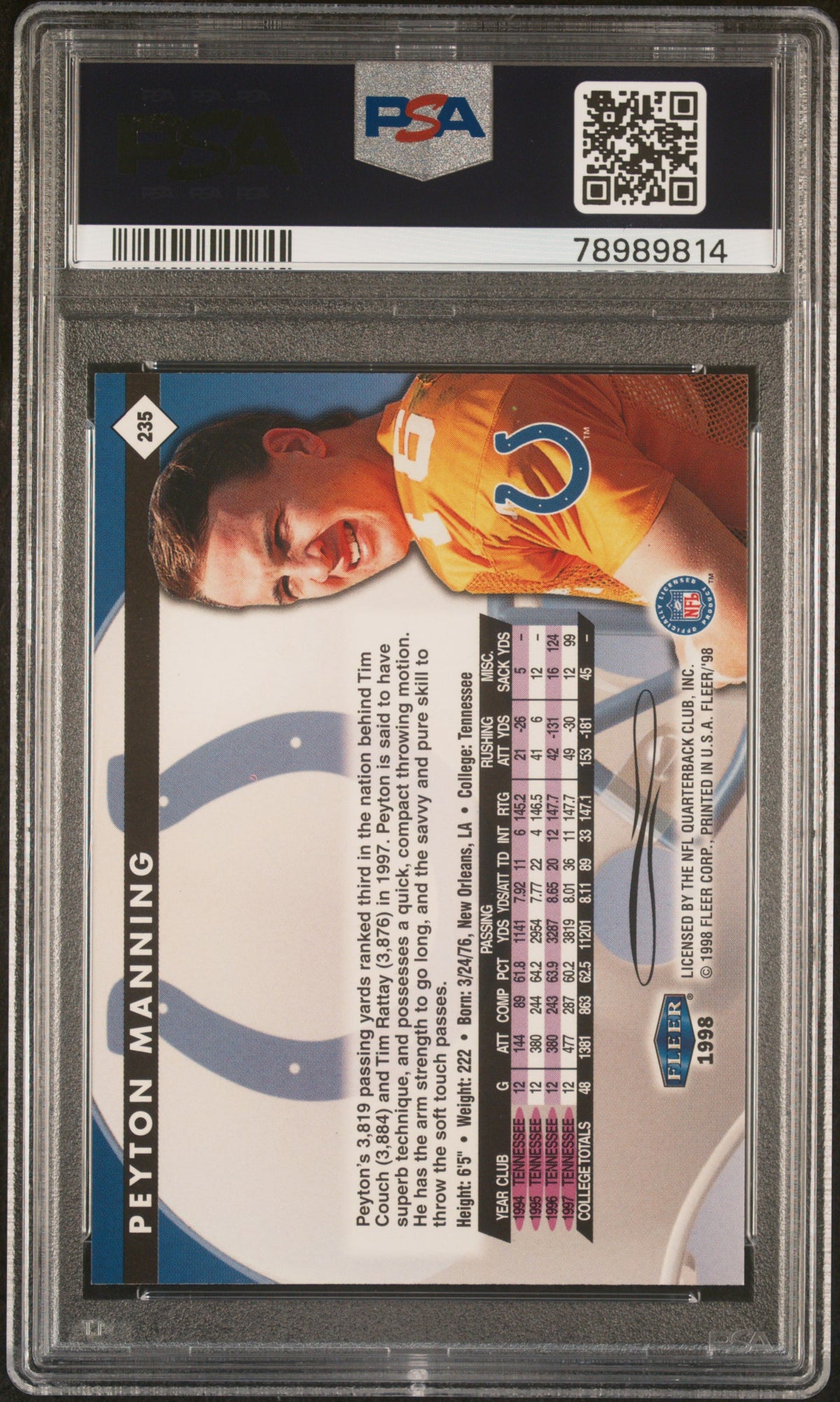 1998 Fleer Tradition Peyton Manning #235 PSA 6