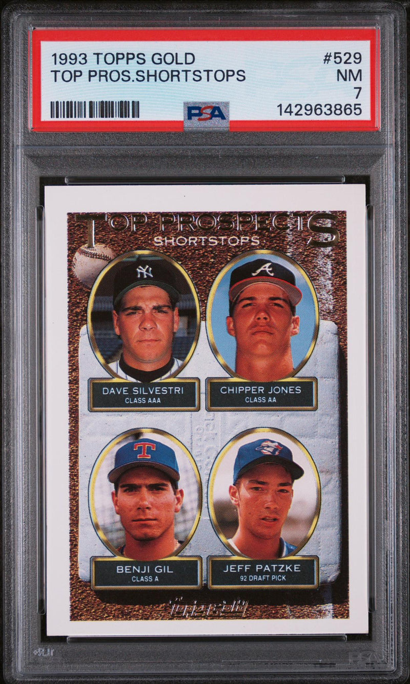 1993 Topps Gold Dave Silvestri/Chipper Jones/Benji Gil/Jeff Patzke #529 PSA 7