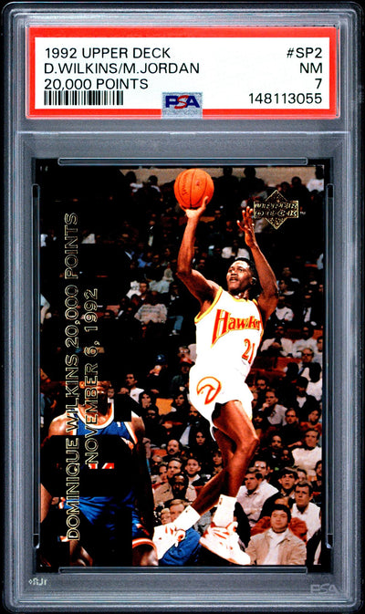 1992 Upper Deck 20,000 Points Dominique Wilkins/Michael Jordan #SP2 PSA 7