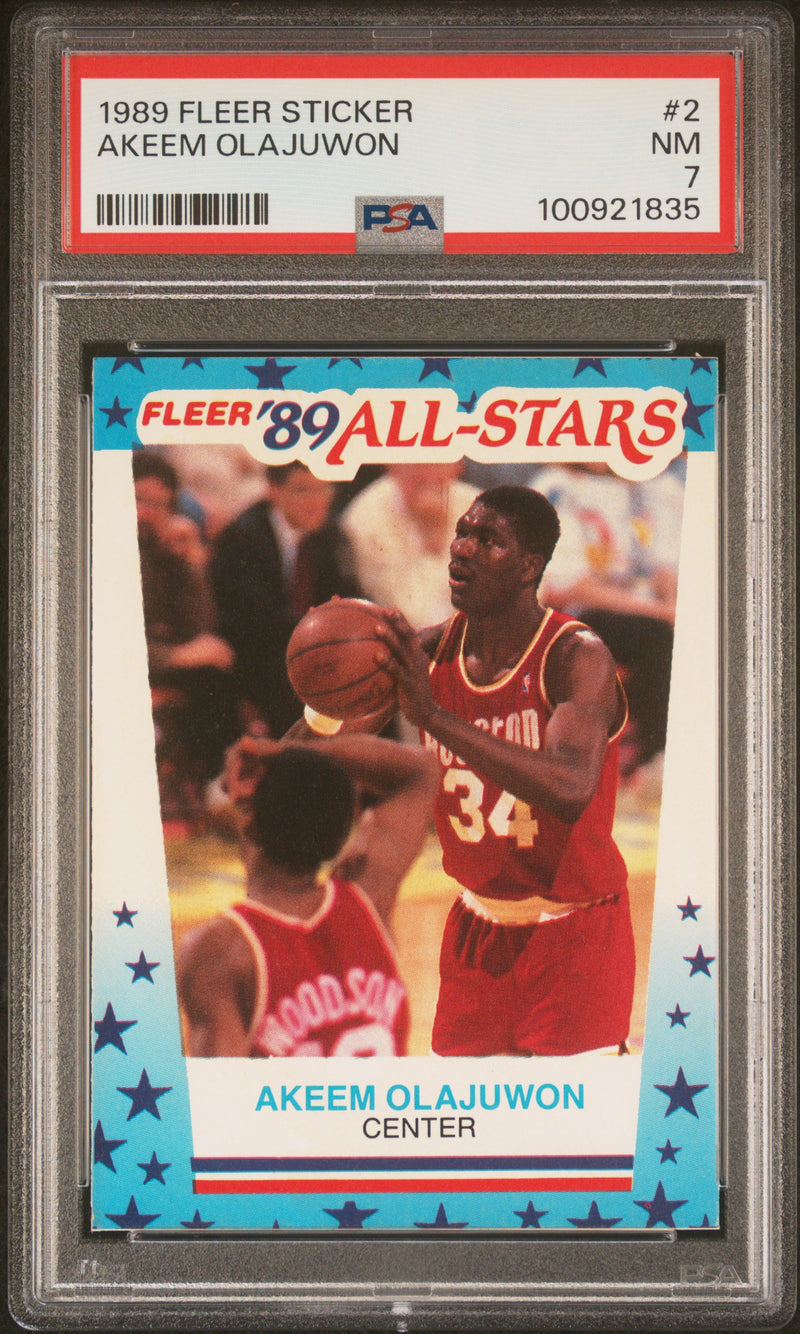 1989 Fleer Stickers Hakeem Olajuwon #2 PSA 7