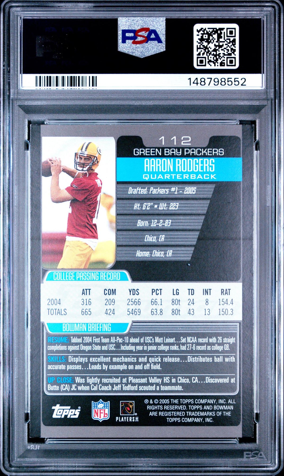 2005 Bowman Aaron Rodgers #112 PSA 6