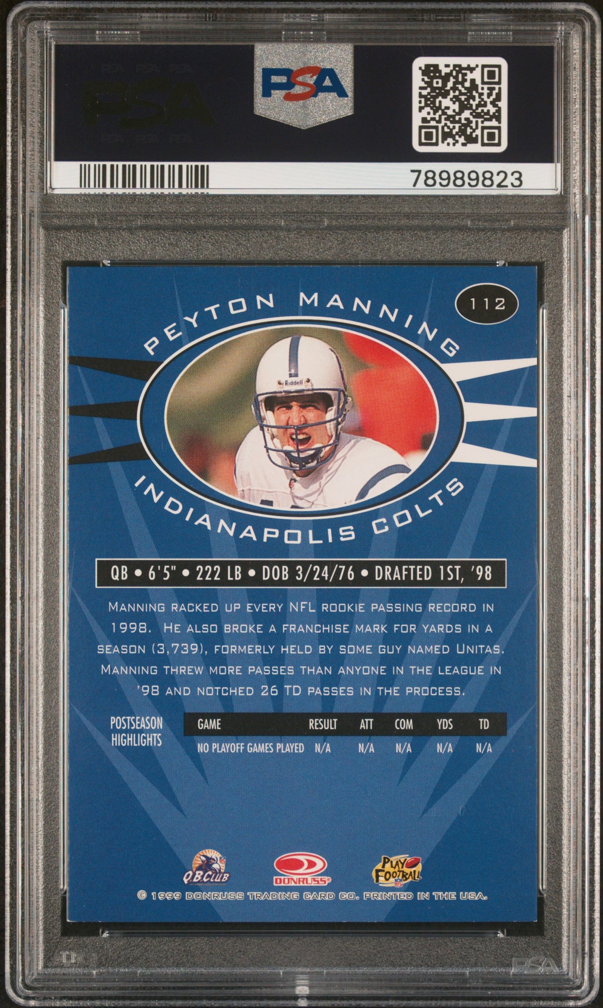 1999 Donruss Preferred Peyton Manning #112 PSA 7