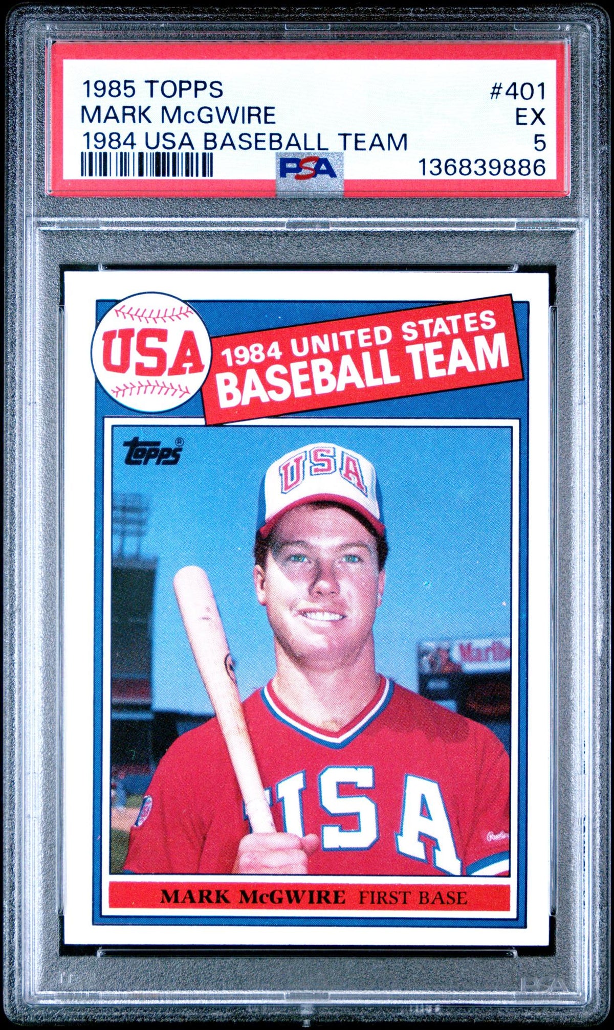 1985 Topps '84 USA Baseball Team Mark Mcgwire #401 PSA 5