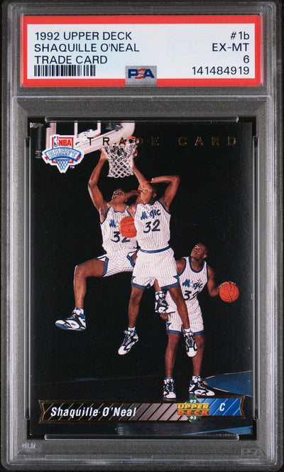 1992 Upper Deck Shaquille O'Neal Trade Card #1b PSA 6