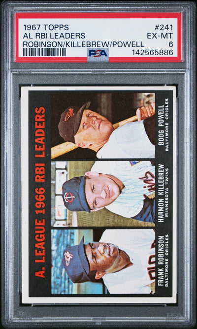 1967 Topps Al Rbi Leaders Boog Powell/Frank Robinson/Harmon Killebrew #241 PSA 6