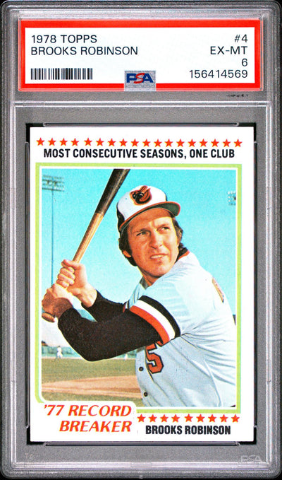 1978 Topps Brooks Robinson #4 77 Record Breaker PSA 6