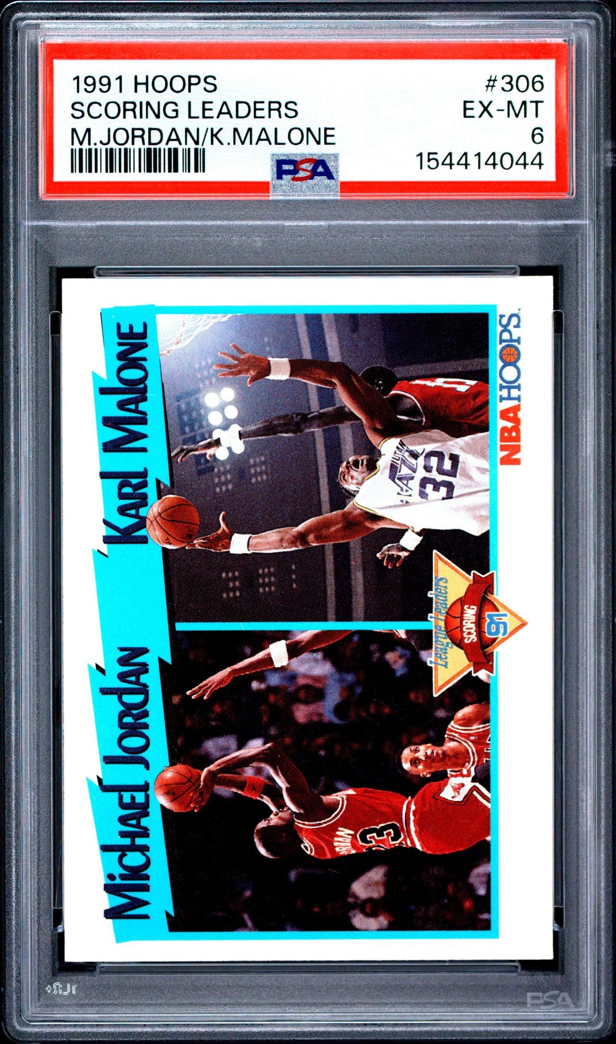 1991 Hoops Scoring Leaders Karl Malone/Michael Jordan #306 PSA 6