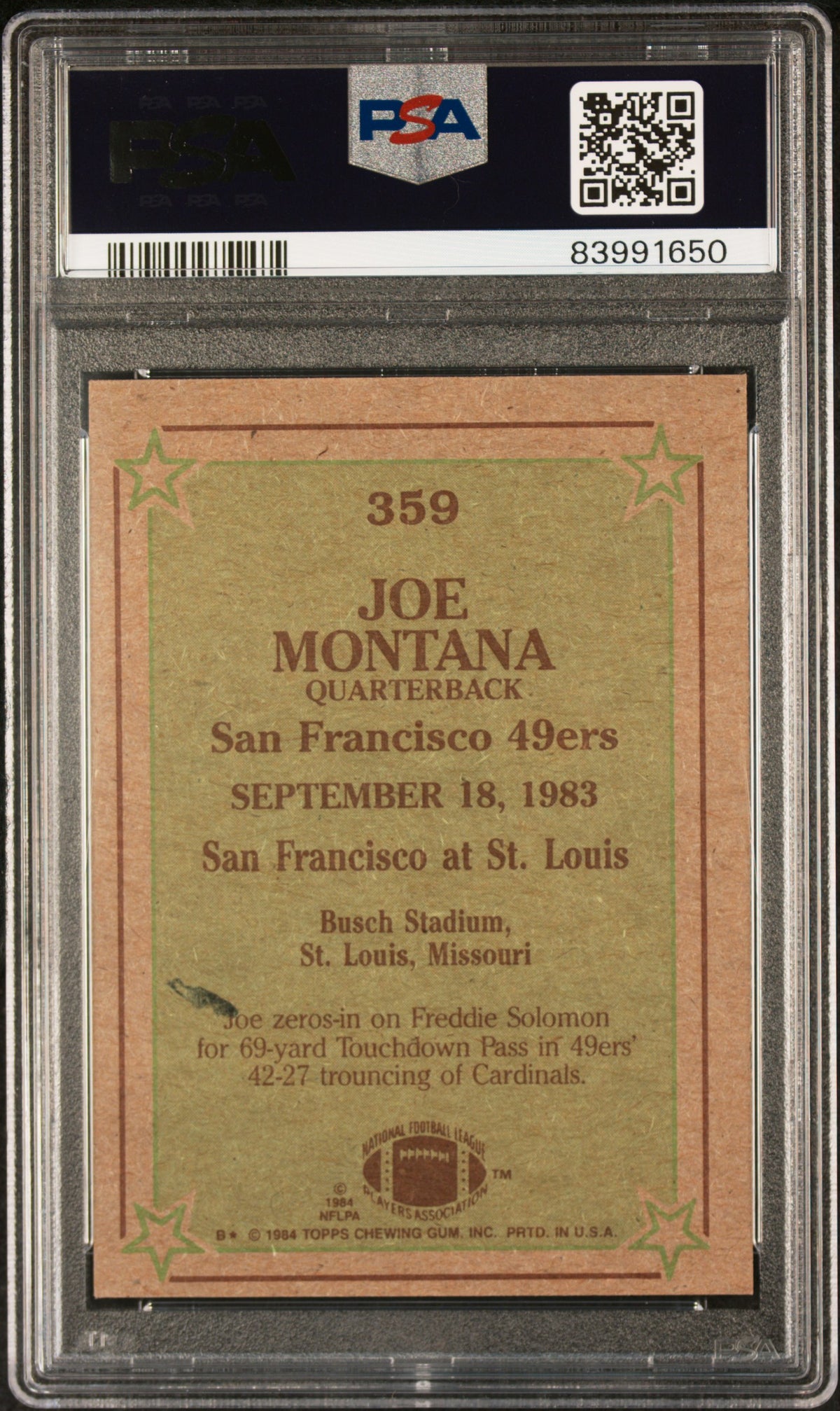 1984 Topps Joe Montana #359 PSA 7