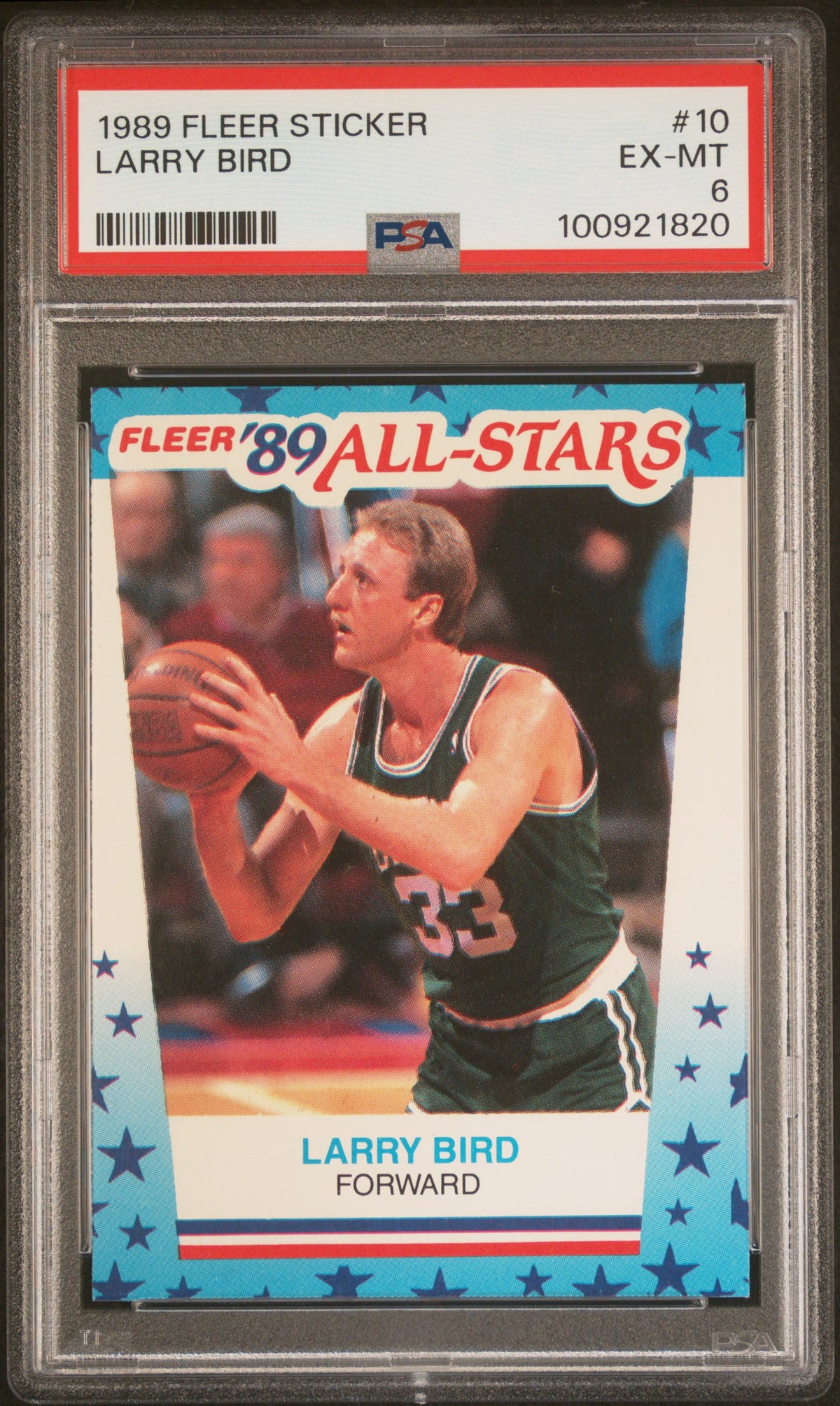 1989 Fleer Stickers Larry Bird #10 PSA 6