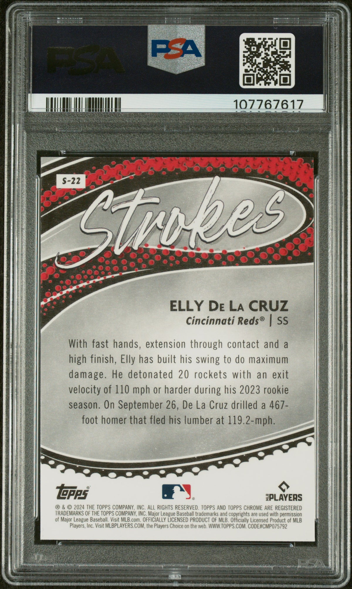 2024 Topps Chrome Strokes Elly De La Cruz #S-22 PSA 9