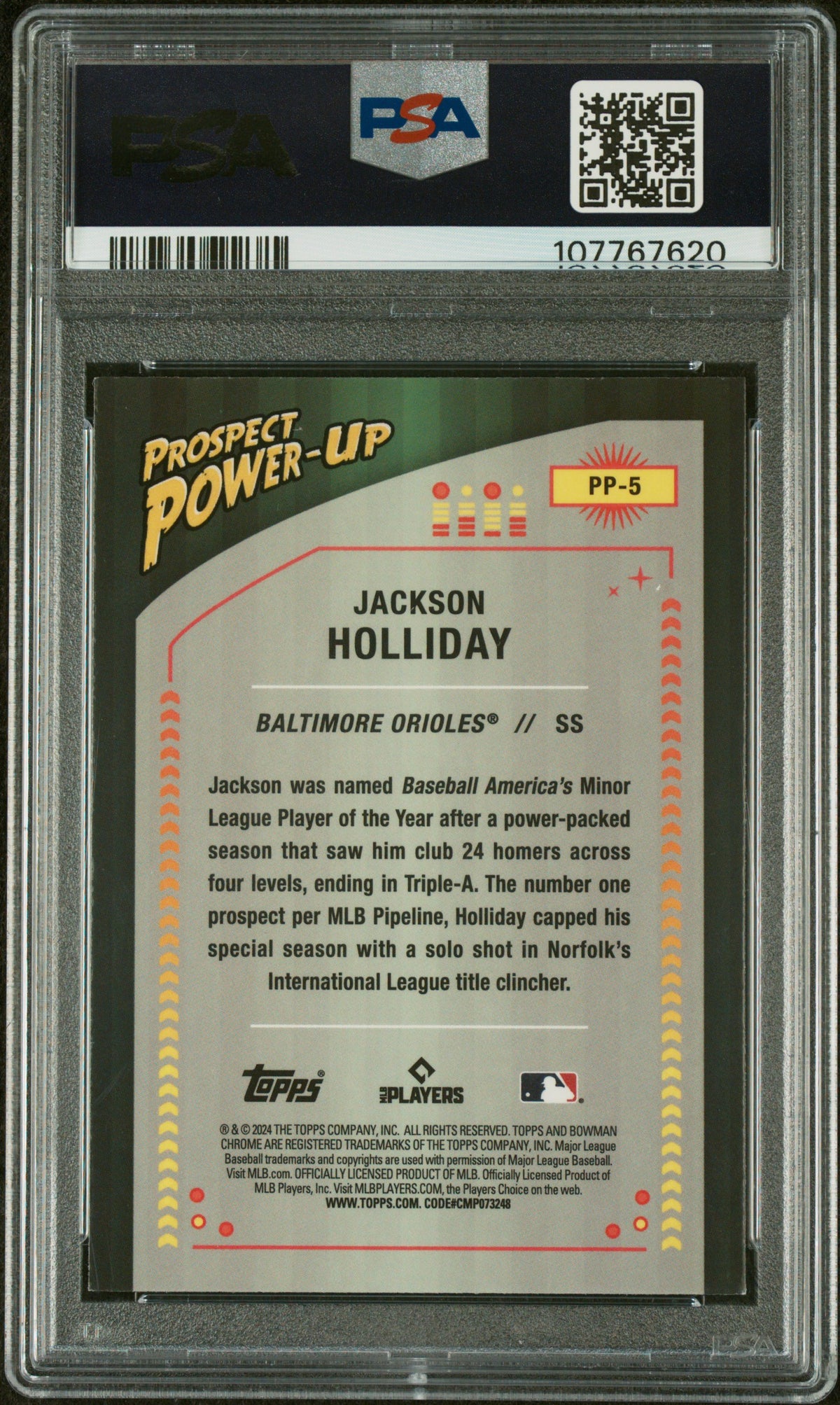2024 Bowman Chrome Prospect Power Up Jackson Holliday #PP5 PSA 9