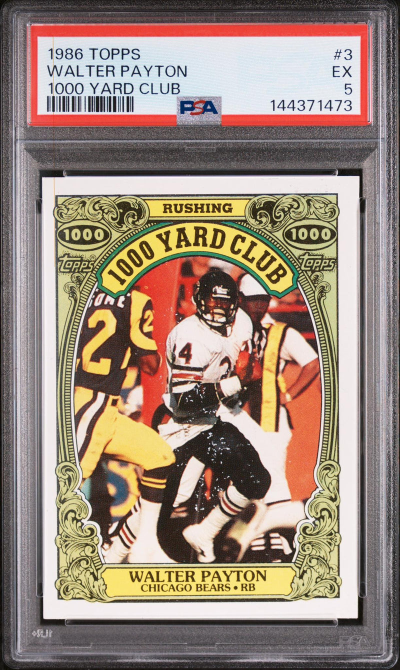 1986 Topps 1000 Yard Club Walter Payton #3 PSA 5