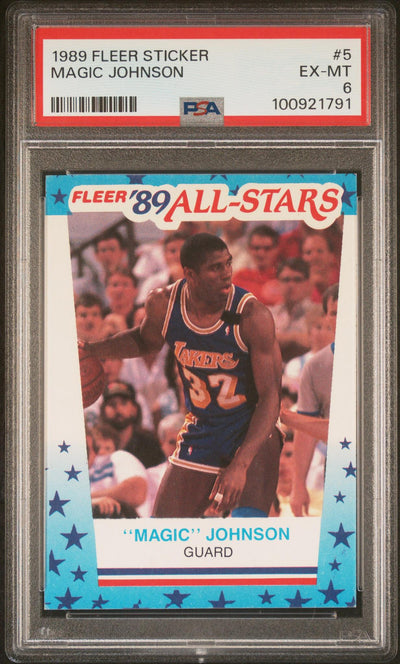 1989 Fleer Stickers Magic Johnson #5 PSA 6