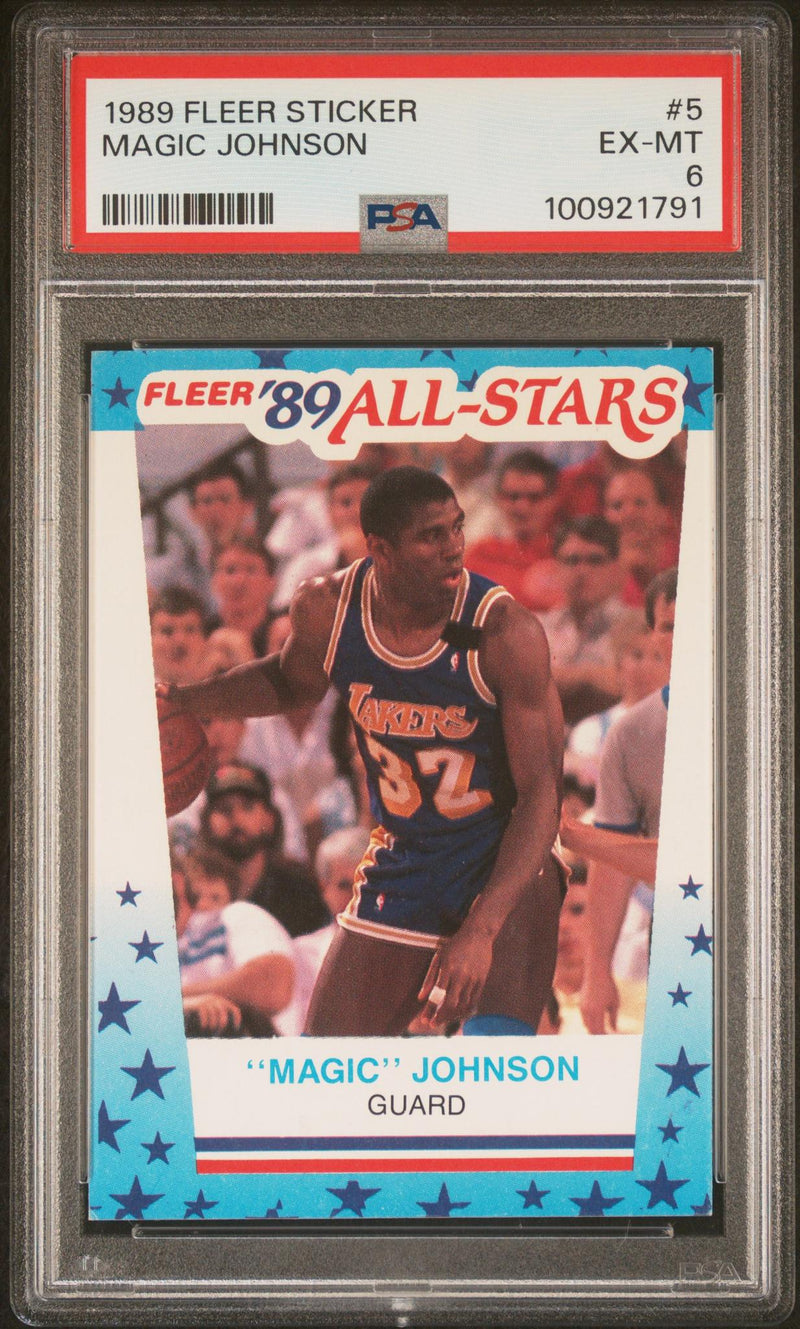 1989 Fleer Stickers Magic Johnson #5 PSA 6