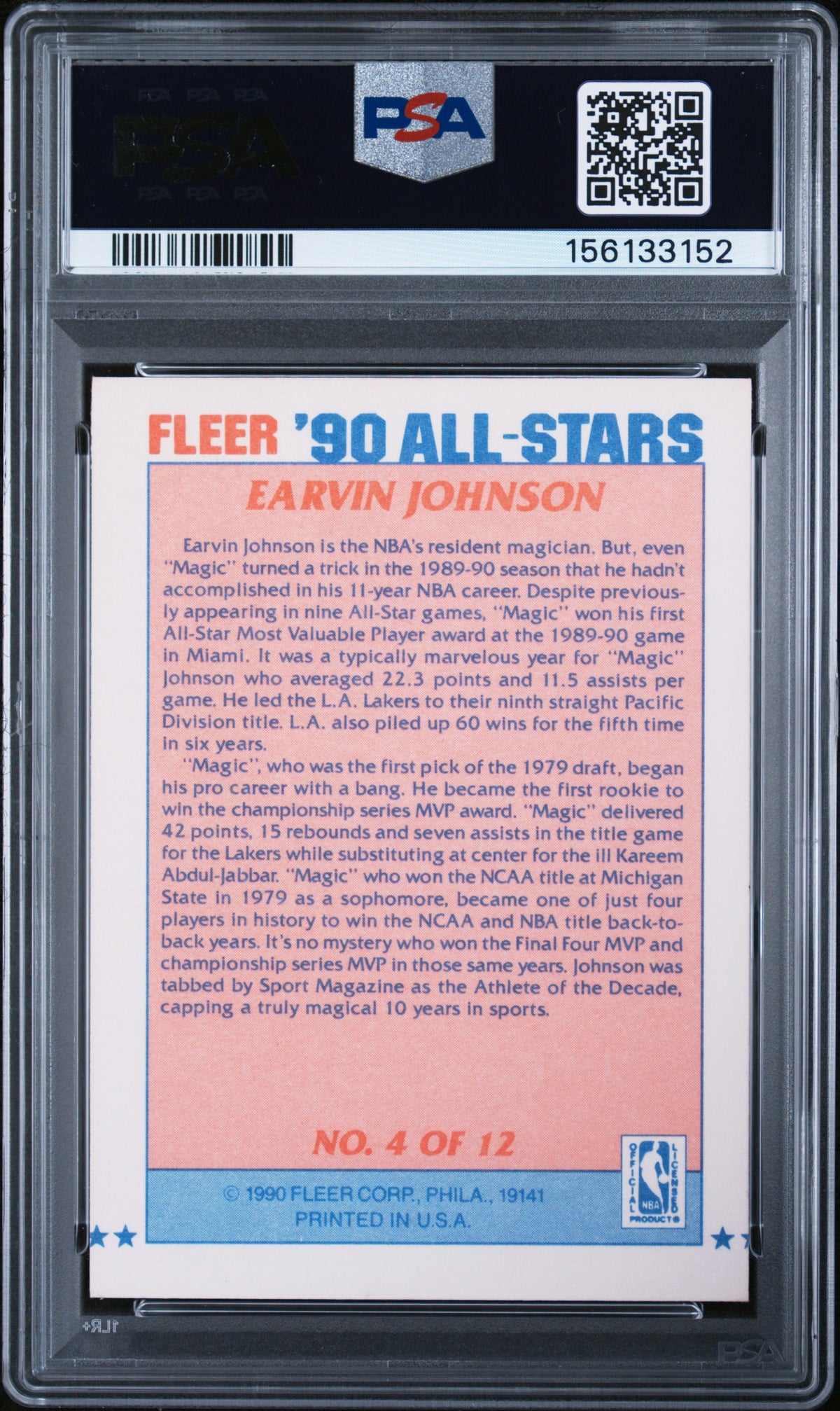 1990 Fleer All-Stars Magic Johnson #4 PSA 7