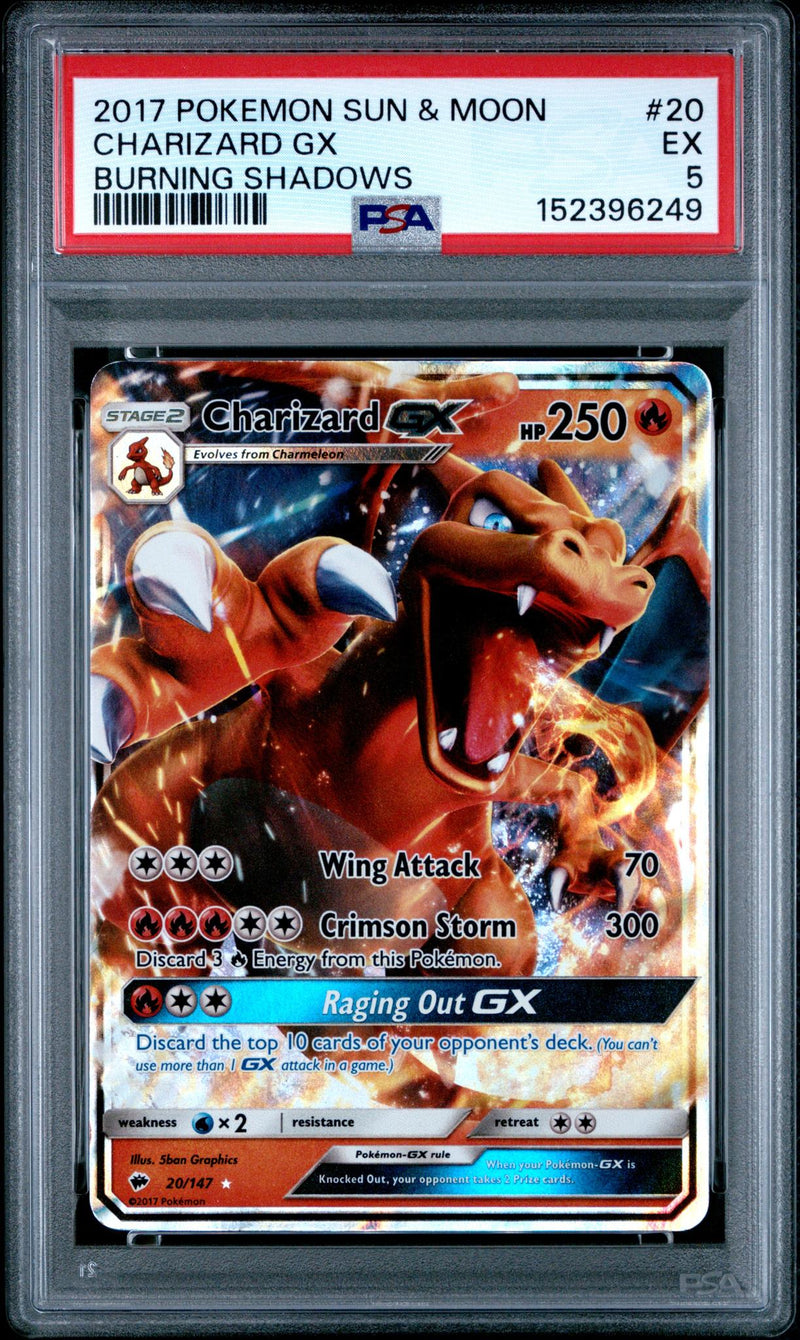 2017 Pokemon Sun and Moon Burning Shadows Charizard Gx #20 PSA 5