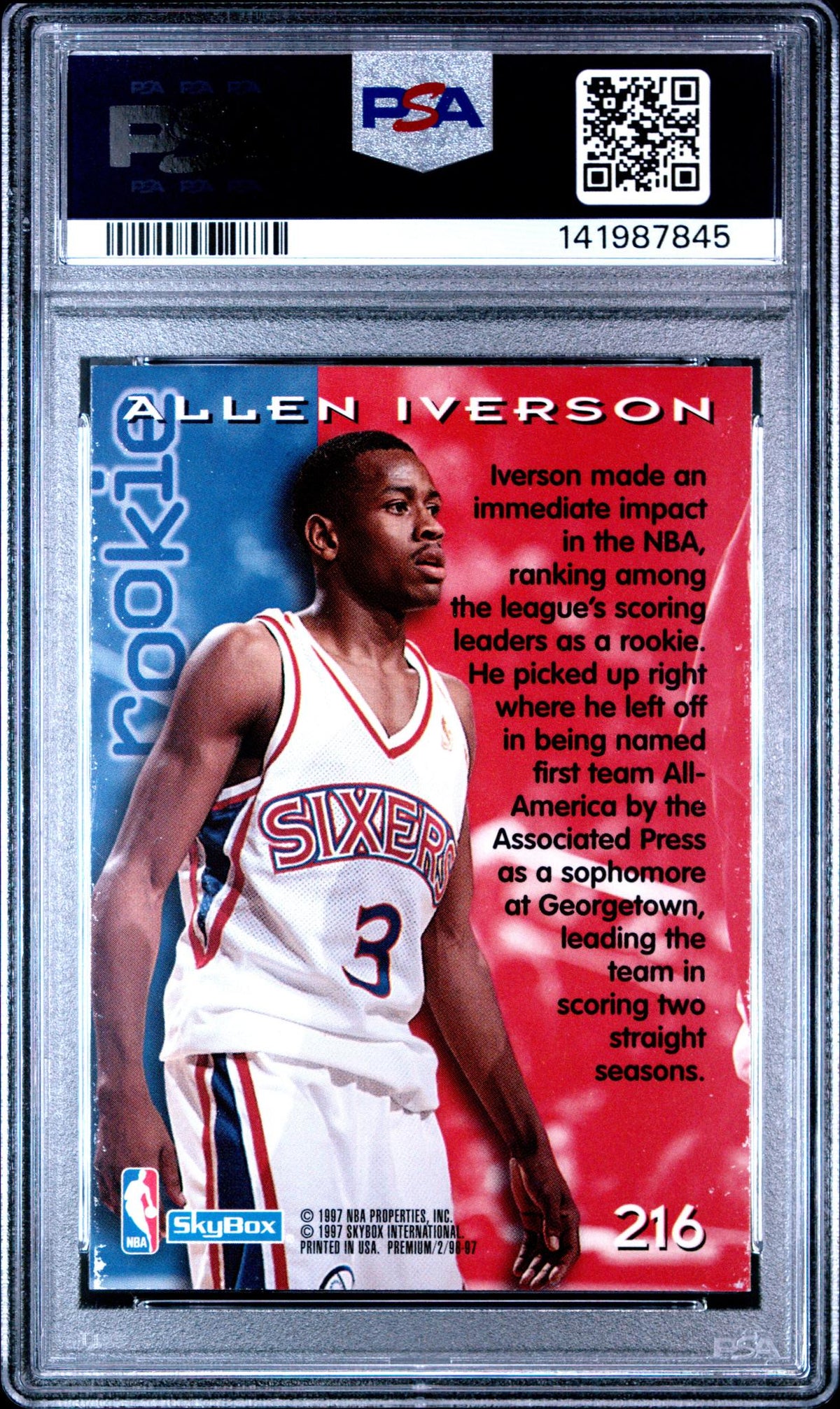 1996 Skybox Premium Allen Iverson #216 PSA 6