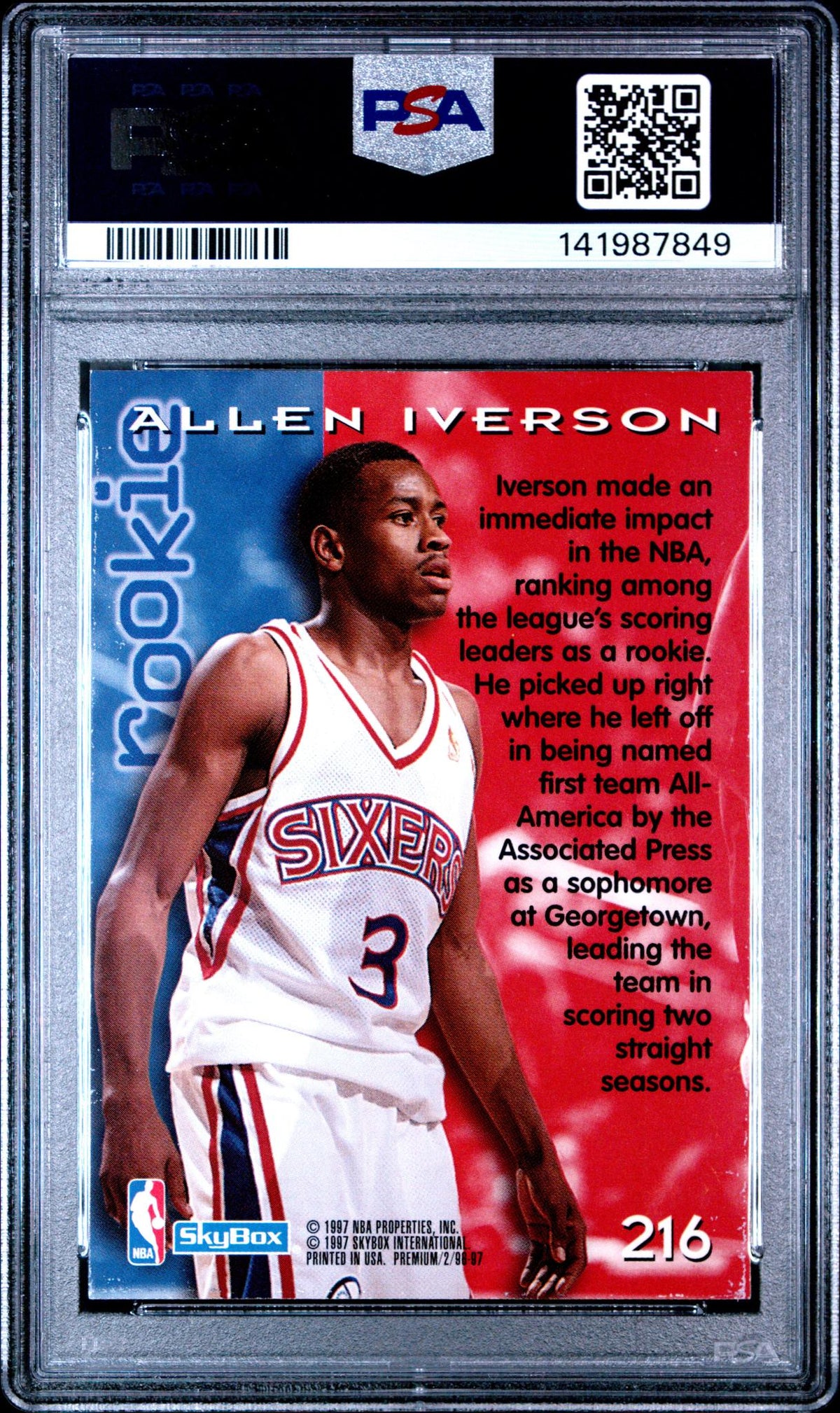 1996 Skybox Premium Allen Iverson #216 PSA 6