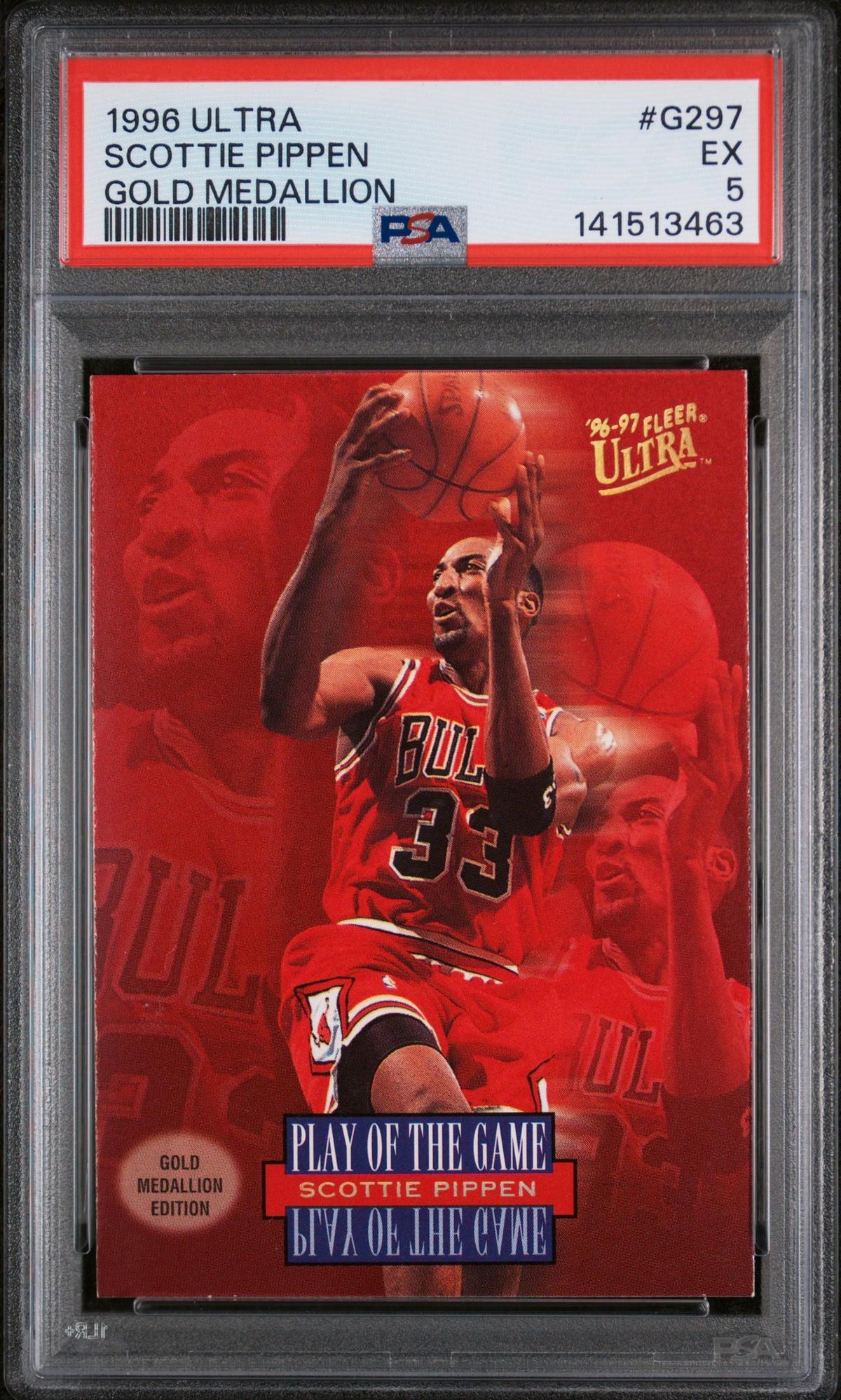 1996 Ultra Gold Medallion Scottie Pippen #G297 PSA 5