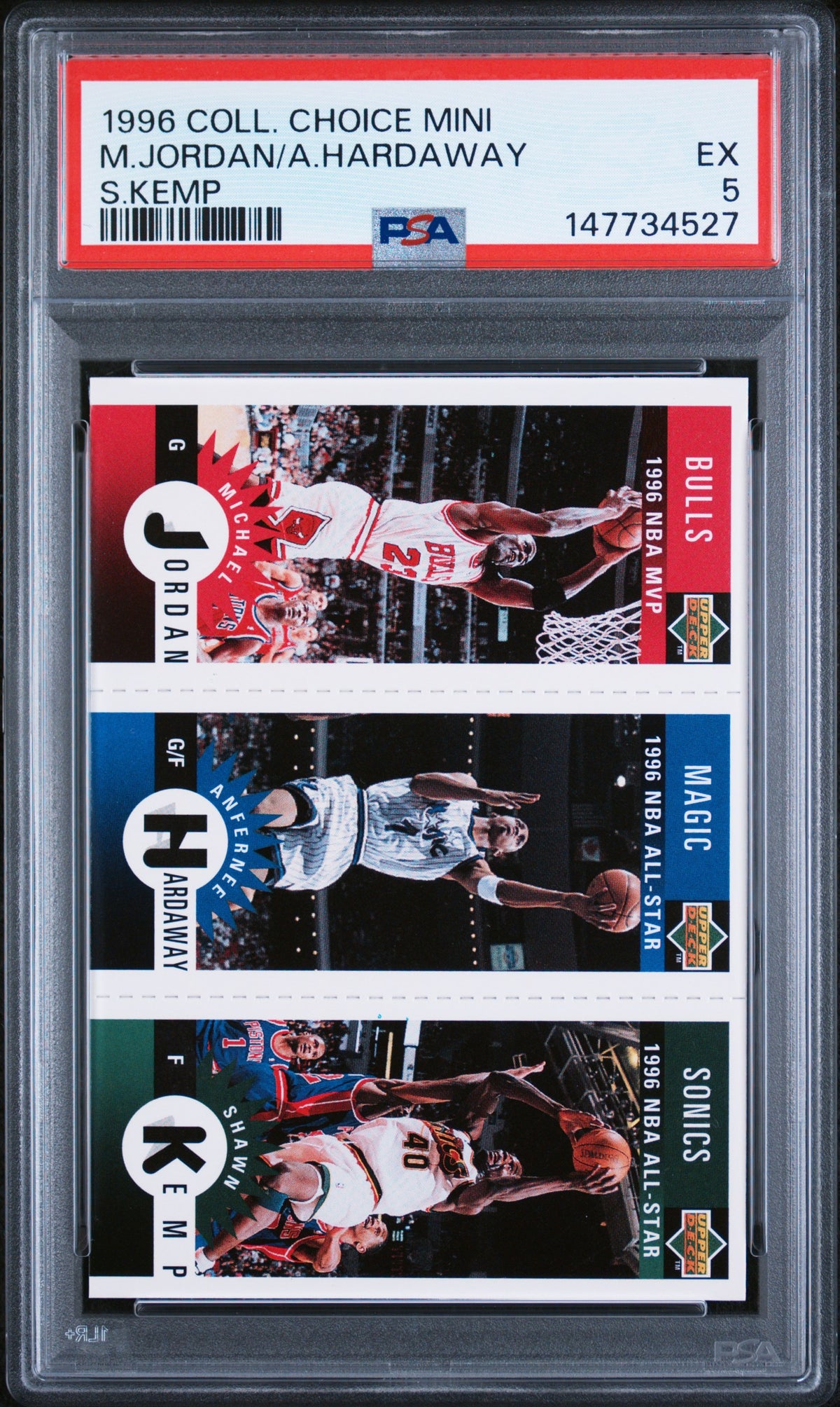 1996 Upper Deck Collector's Choice Mini Card Anfernee Hardaway/Michael Jordan/Shawn Kemp #M78 PSA 5