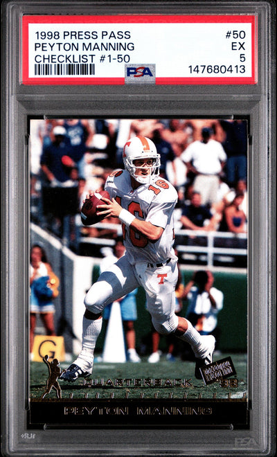 1998 Press Pass Checklist #1-50 Peyton Manning #50 PSA 5