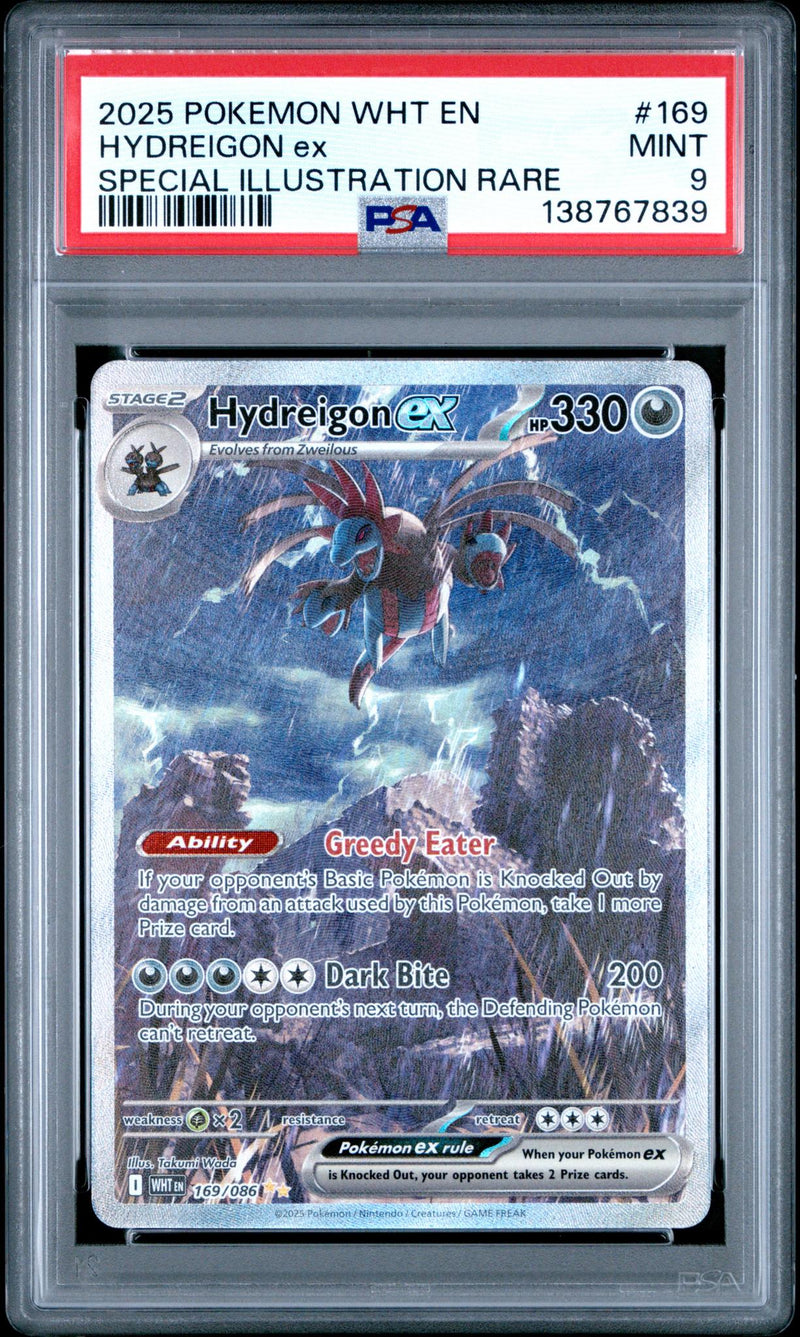 2025 Pokemon Scarlet and Violet White Flare Special Illustration Rare Hydreigon Ex #169 PSA 9