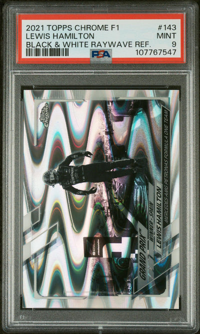 2021 Topps Chrome Formula 1 Black and White Raywave Lewis Hamilton #143 PSA 9