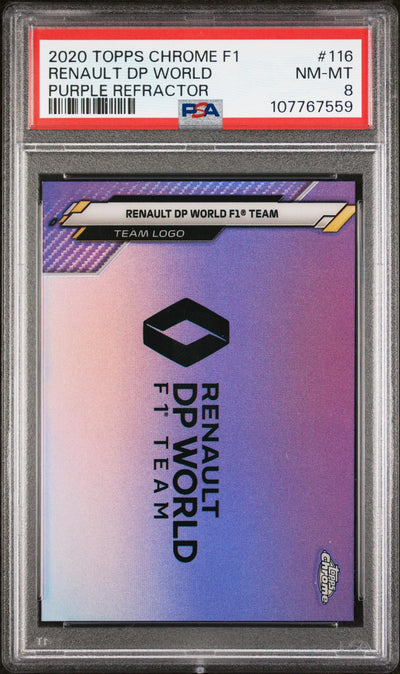 2020 Topps Chrome Formula 1 Purple Refractor Renault Dp World #116 PSA 8