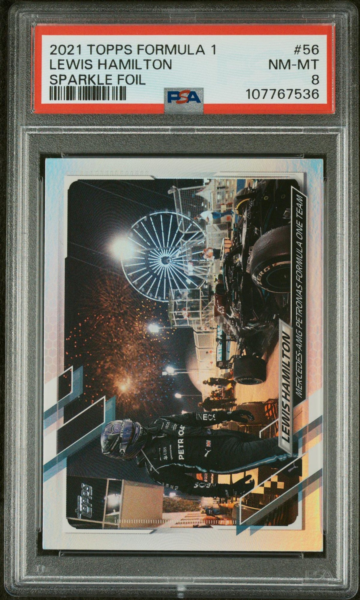 2021 Topps Formula 1 Sparkle Foil Lewis Hamilton #56 PSA 8