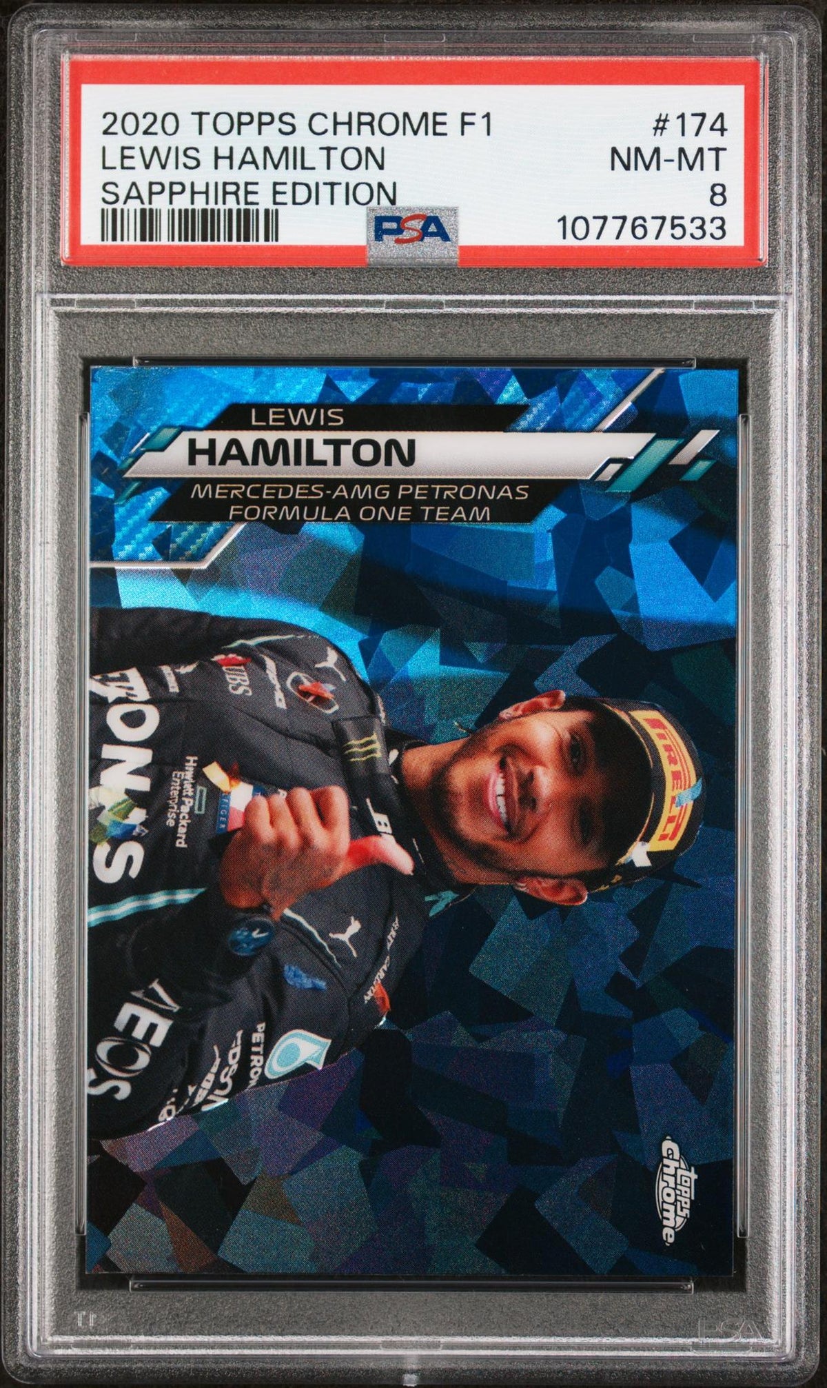 2020 Topps Chrome Sapphire Formula 1 Lewis Hamilton #174 PSA 8