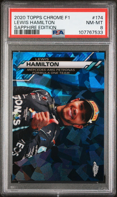 2020 Topps Chrome Sapphire Formula 1 Lewis Hamilton #174 PSA 8