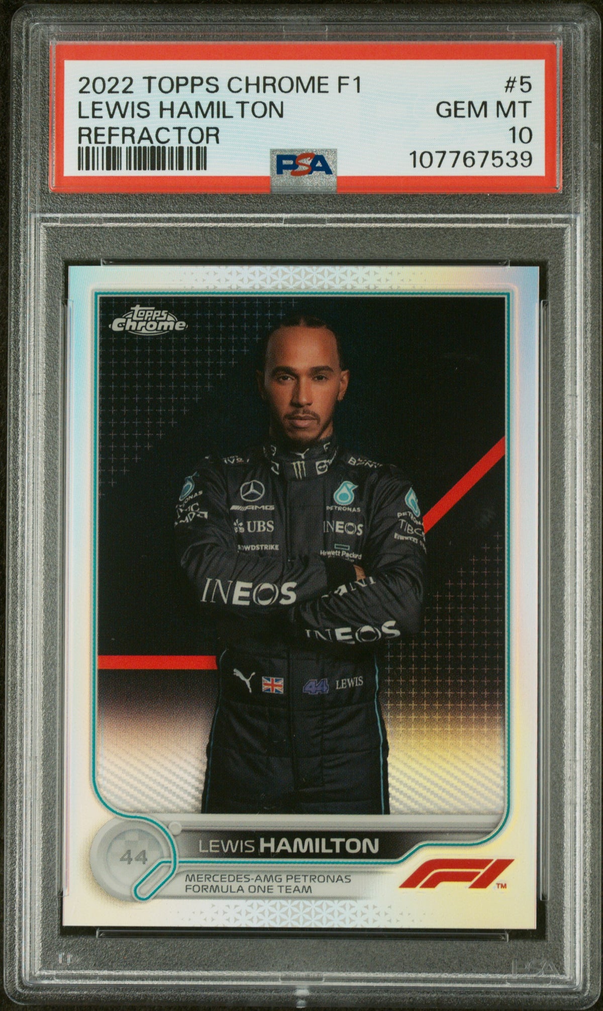 2022 Topps Chrome Formula 1 Refractors Lewis Hamilton #5 PSA 10