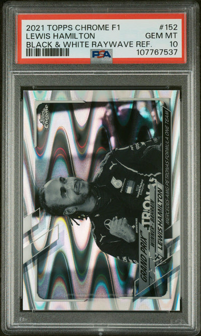2021 Topps Chrome Formula 1 Black and White Raywave Lewis Hamilton #152 PSA 10