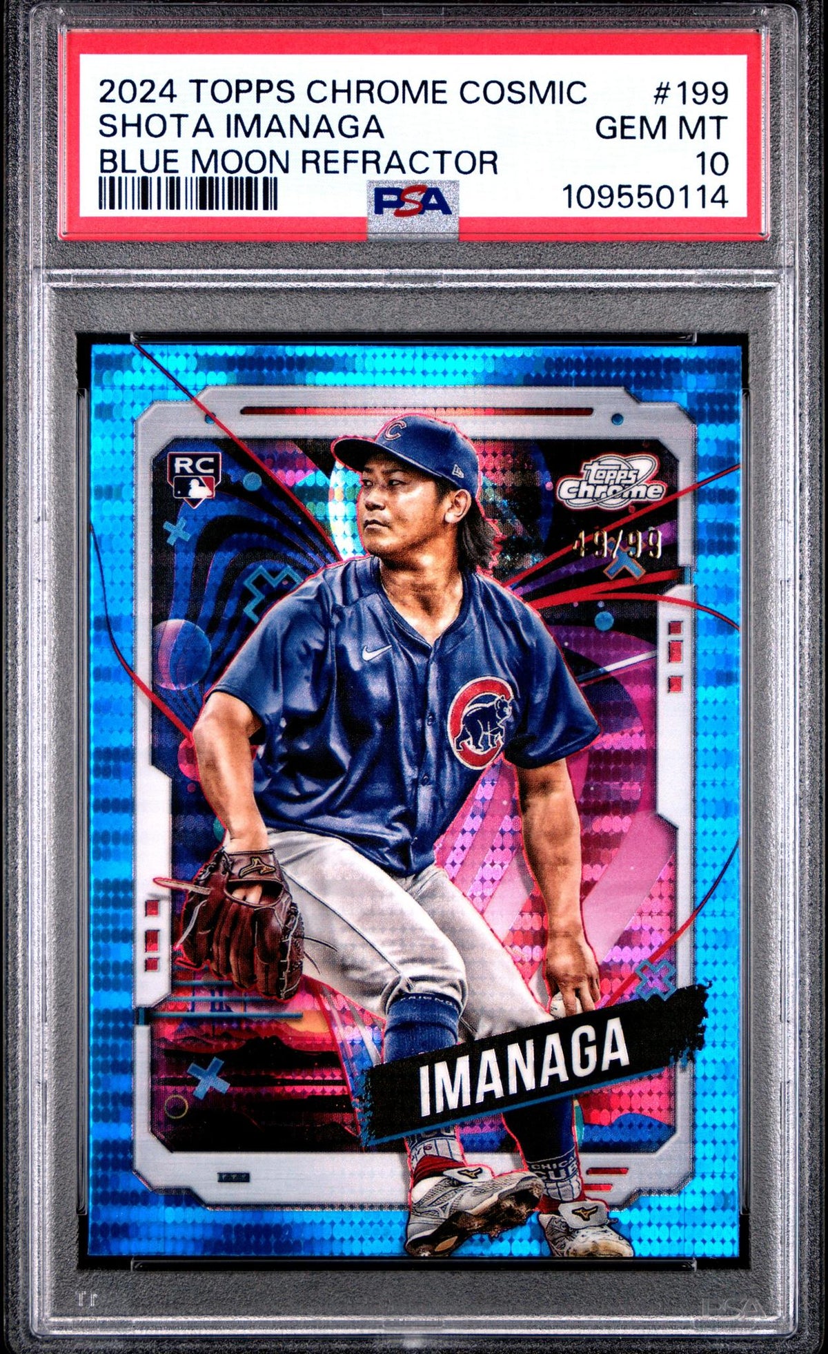 2024 Topps Cosmic Chrome Blue Moon Refractors Shota Imanaga #199 /99 PSA 10