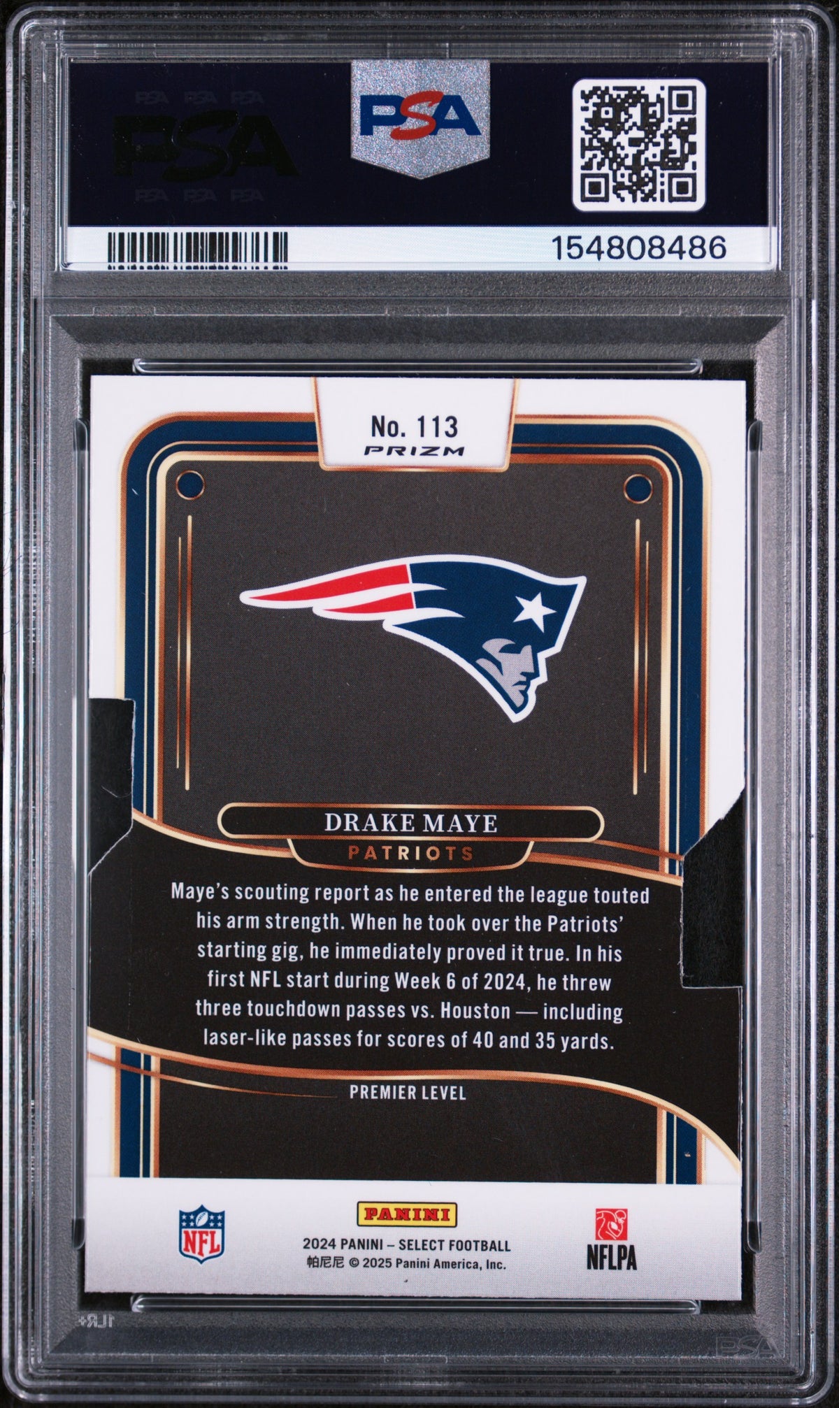 2024 Panini Select Silver Die-Cut Drake Maye #113 PSA 9