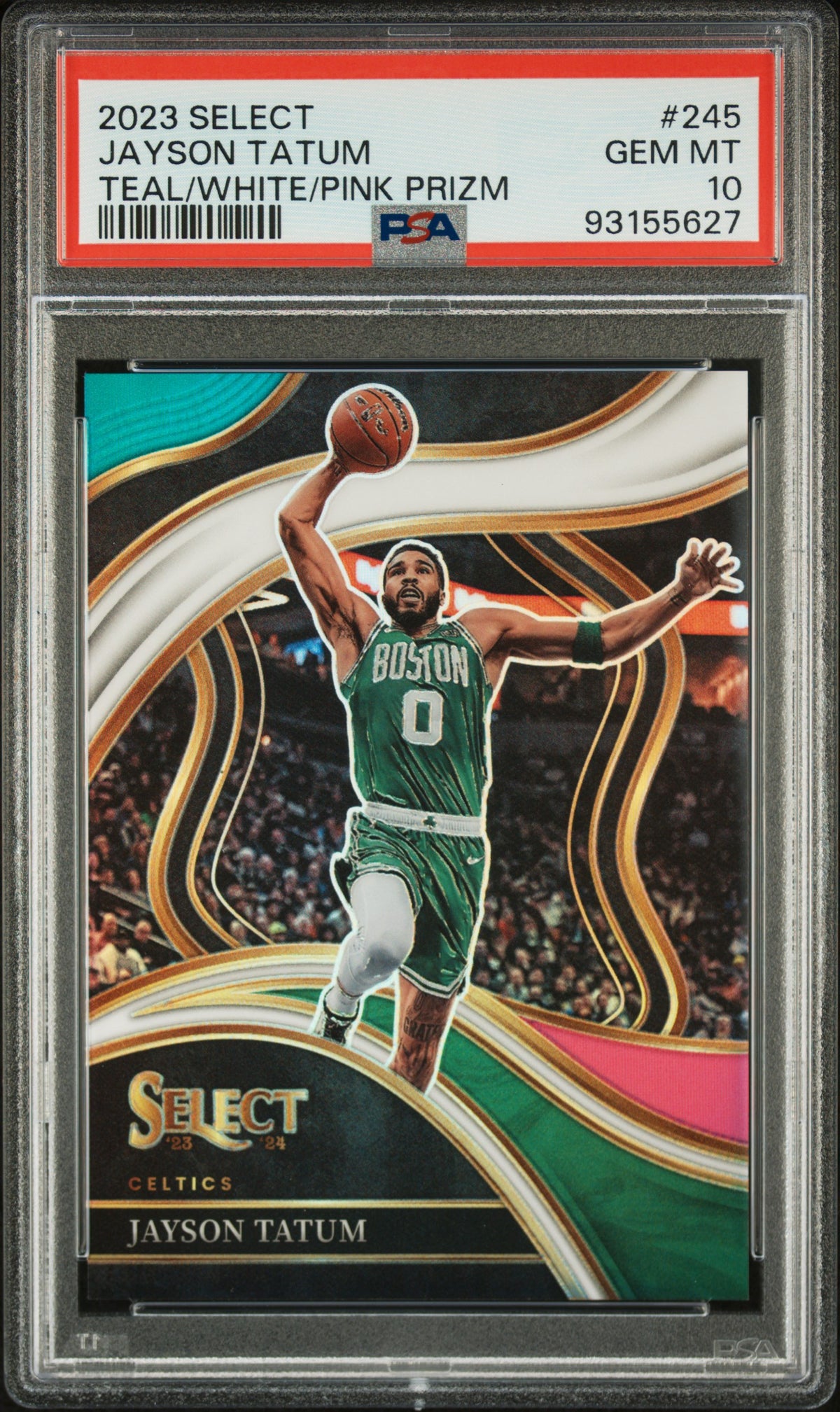 2023 Panini Select Teal White Pink Prizm Jayson Tatum #245 /49 PSA 10