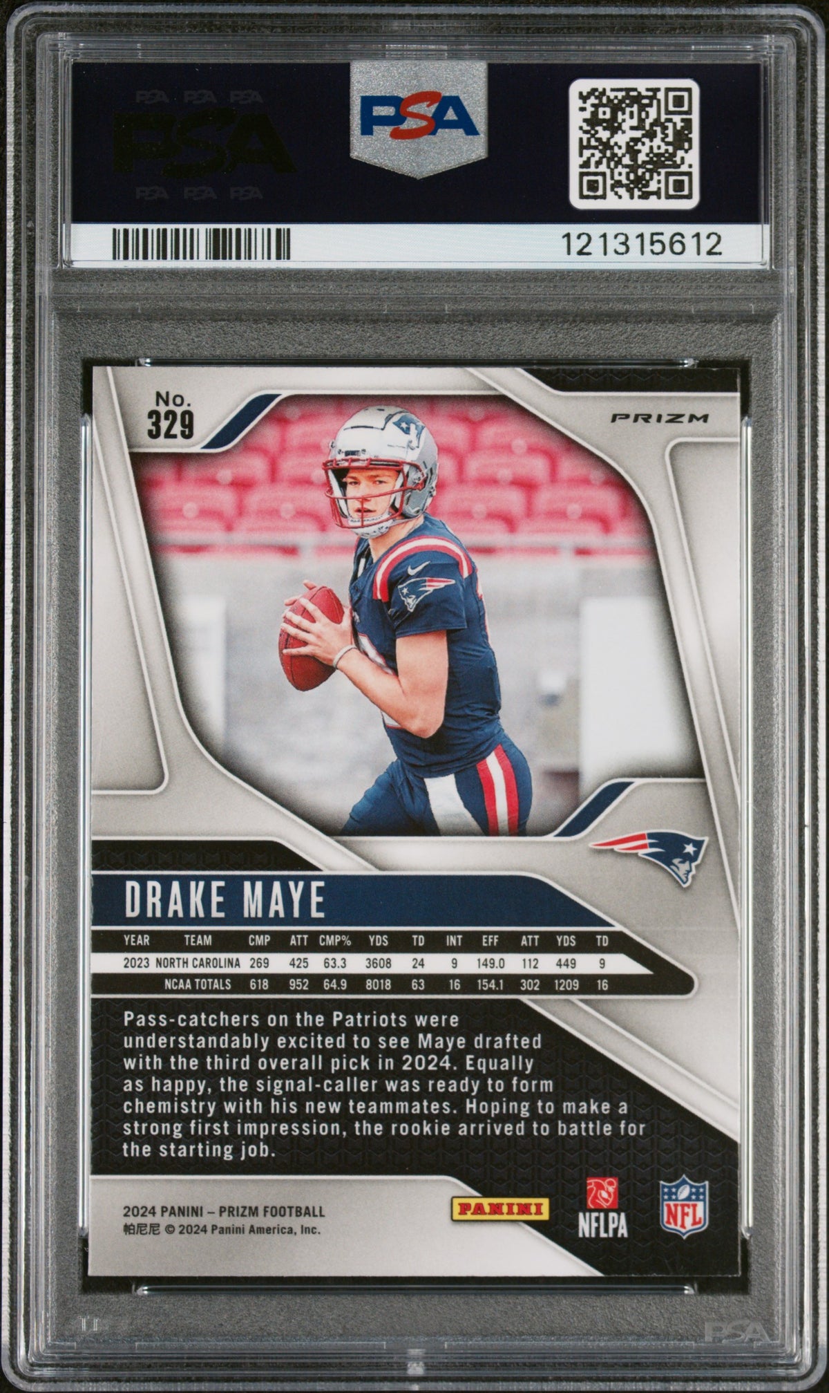 2024 Panini Prizm Disco Prizm Drake Maye #329 PSA 8