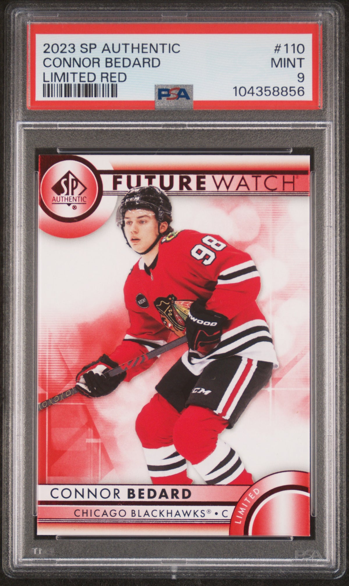2023 Limited Authentic Red Connor Bedard #110 PSA 9