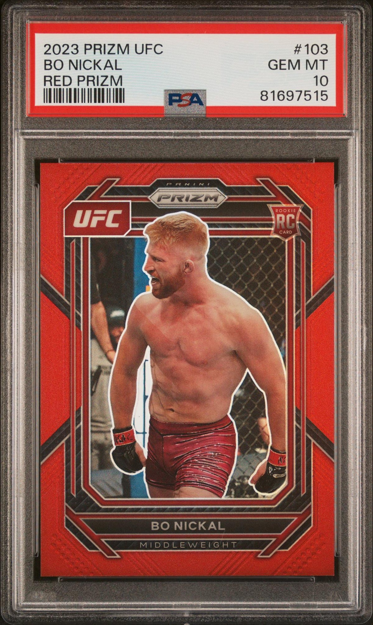 2023 Panini Prizm UFC Red Bo Nickal #103 /199 PSA 10