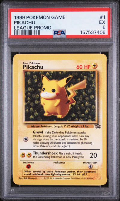 1999 Pokemon Wizards of the Coast Black Star Promos Pokemon League Pikachu #1 PSA 5