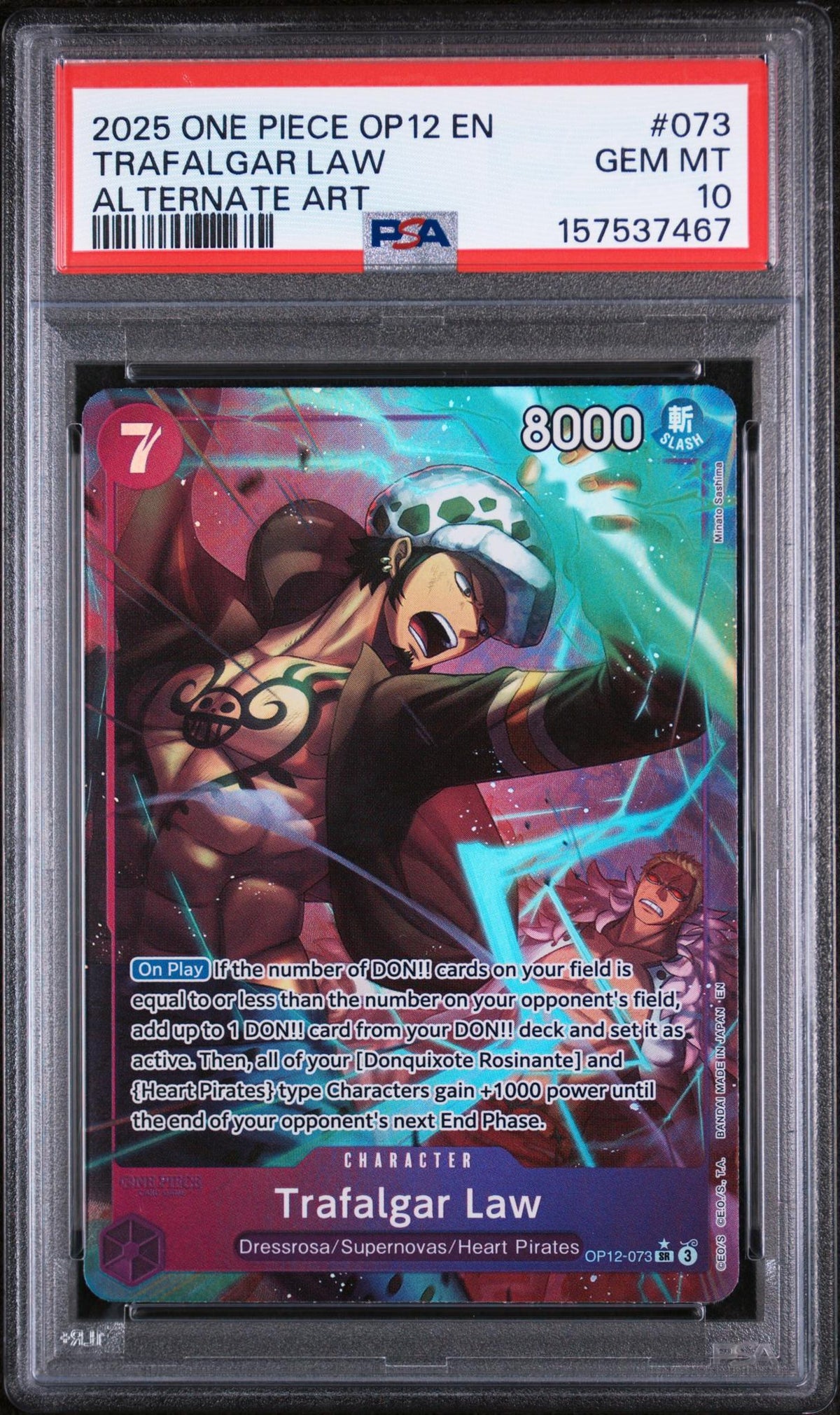 2025 One Piece Legacy of the Master Alternate Art Trafalgar Law #OP12-073 PSA 10