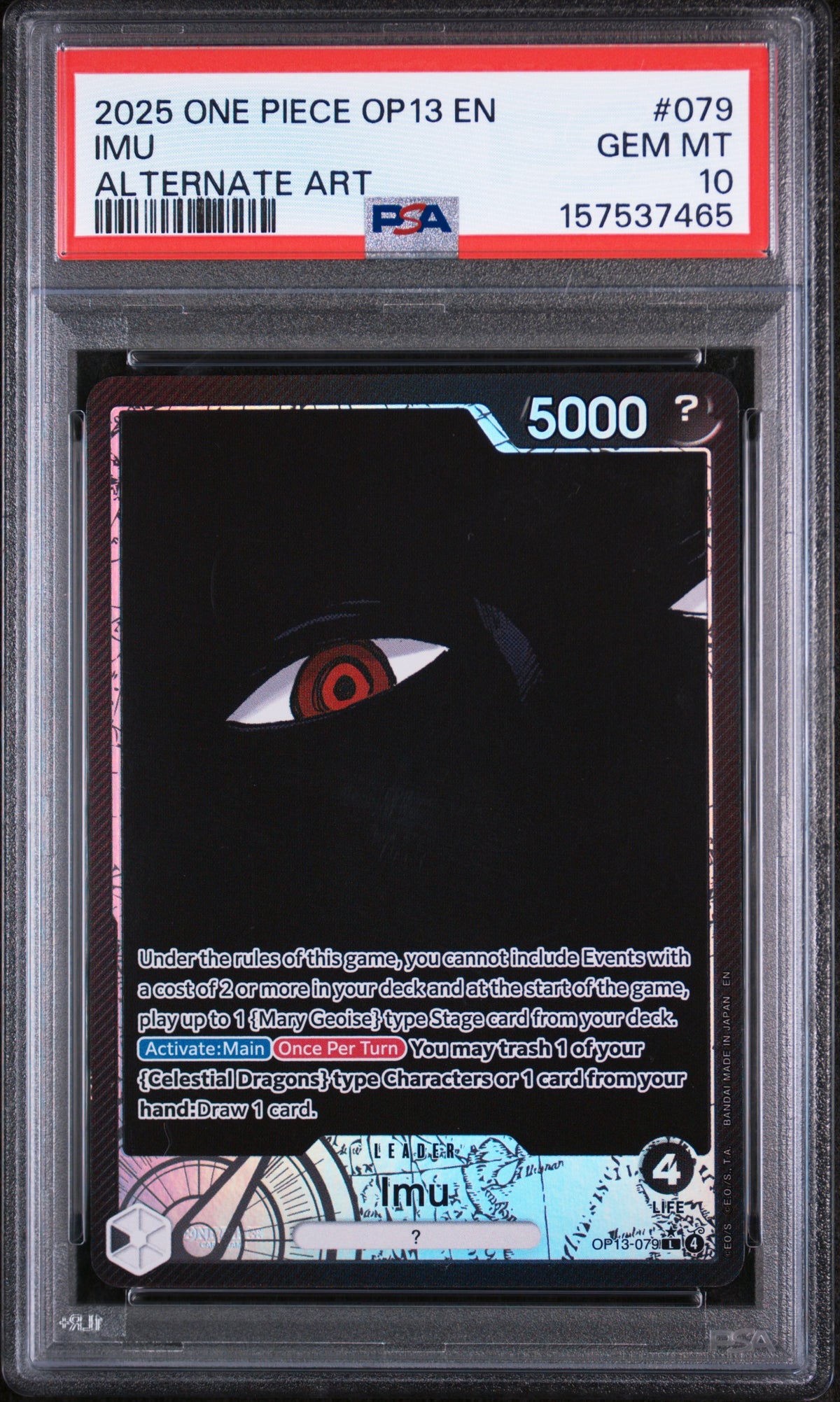 2025 One Piece Carrying On His Will Alternate Art Imu #OP13-079 PSA 10