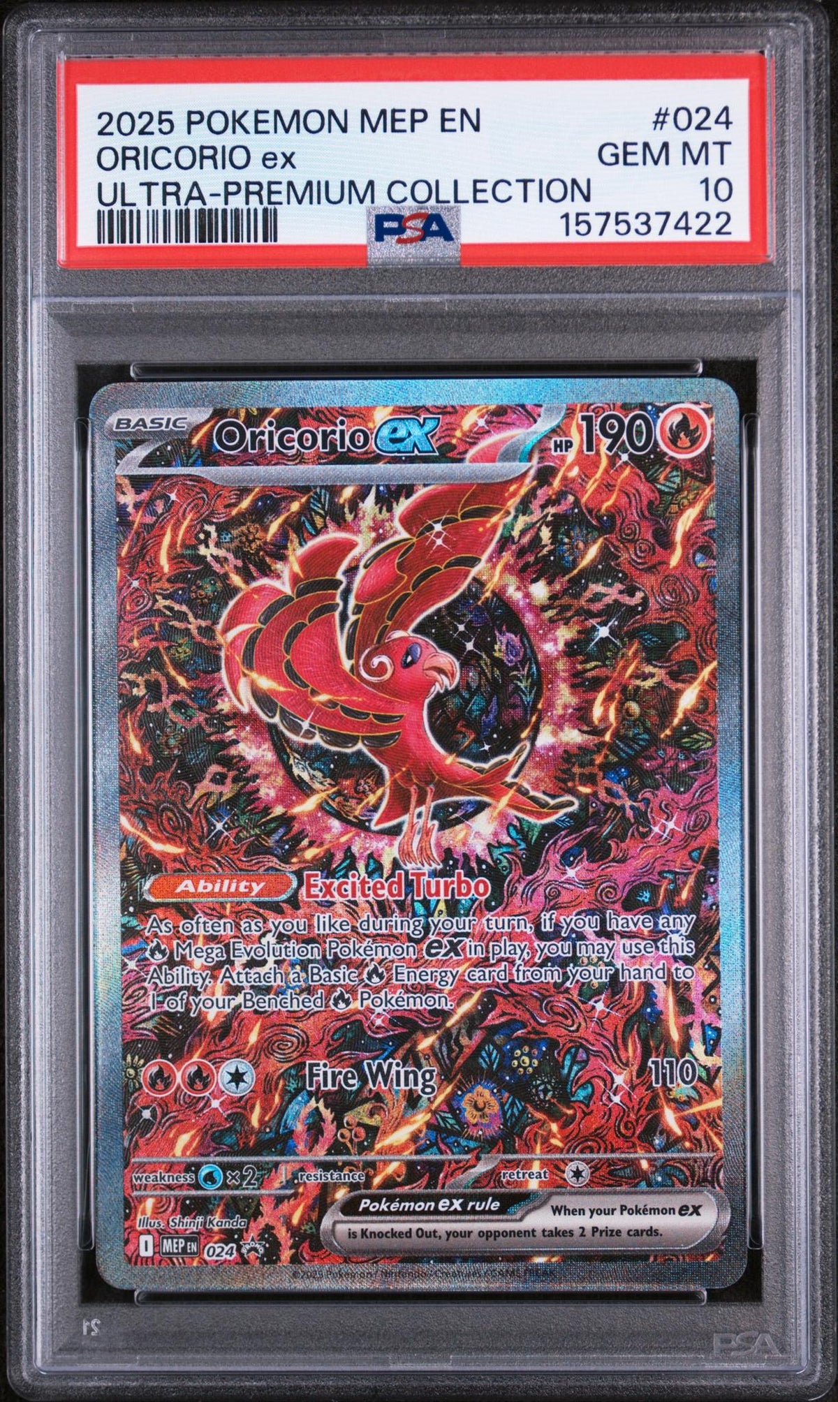 2025 Pokemon Mega Evolution Mega Charizard X Ex Black Star Promo Ultra Premium Collection Oricorio Ex #024 PSA 10