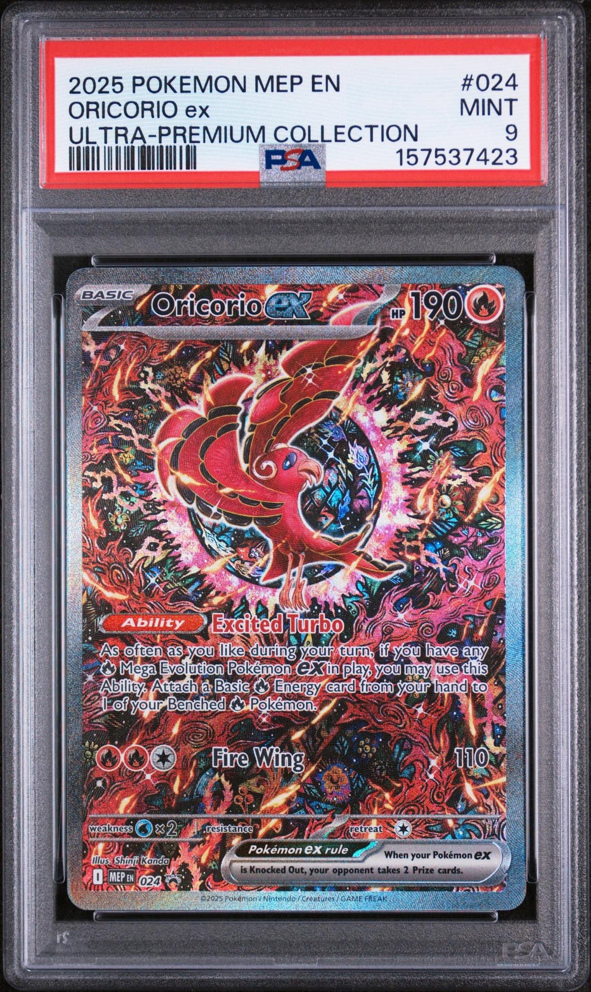 2025 Pokemon Mega Evolution Mega Charizard X Ex Black Star Promo Ultra Premium Collection Oricorio Ex #024 PSA 9