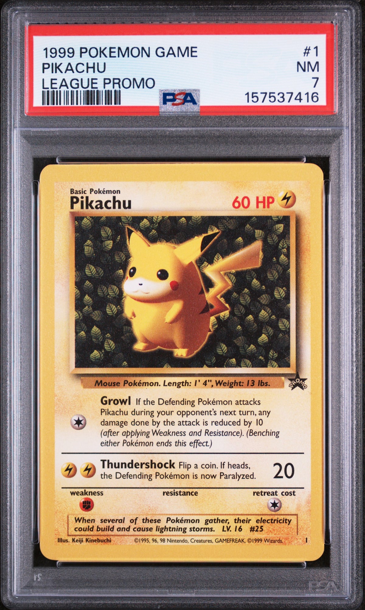 1999 Pokemon Wizards of the Coast Black Star Promos Pokemon League Pikachu #1 PSA 7